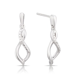 Sterling Silver Diamond Twist Drop Earrings