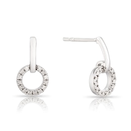 Sterling Silver 0.10ct Diamond Total Circle Drop Earrings