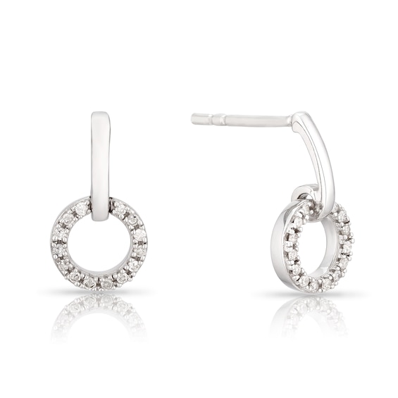 Sterling Silver 0.10ct Diamond Total Circle Drop Earrings