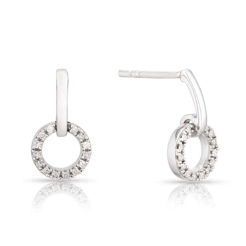 Main Image 1 of Sterling Silver 0.10ct Diamond Total Circle Drop Earrings