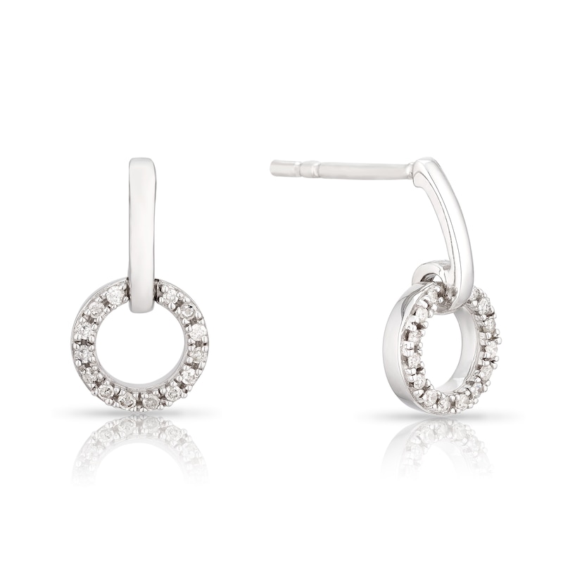 Silver 0.10ct Diamond Total Circle Drop Earrings