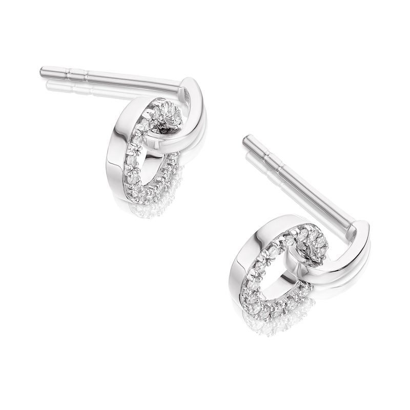Main Image 2 of Sterling Silver 0.10ct Diamond Total Circle Drop Earrings
