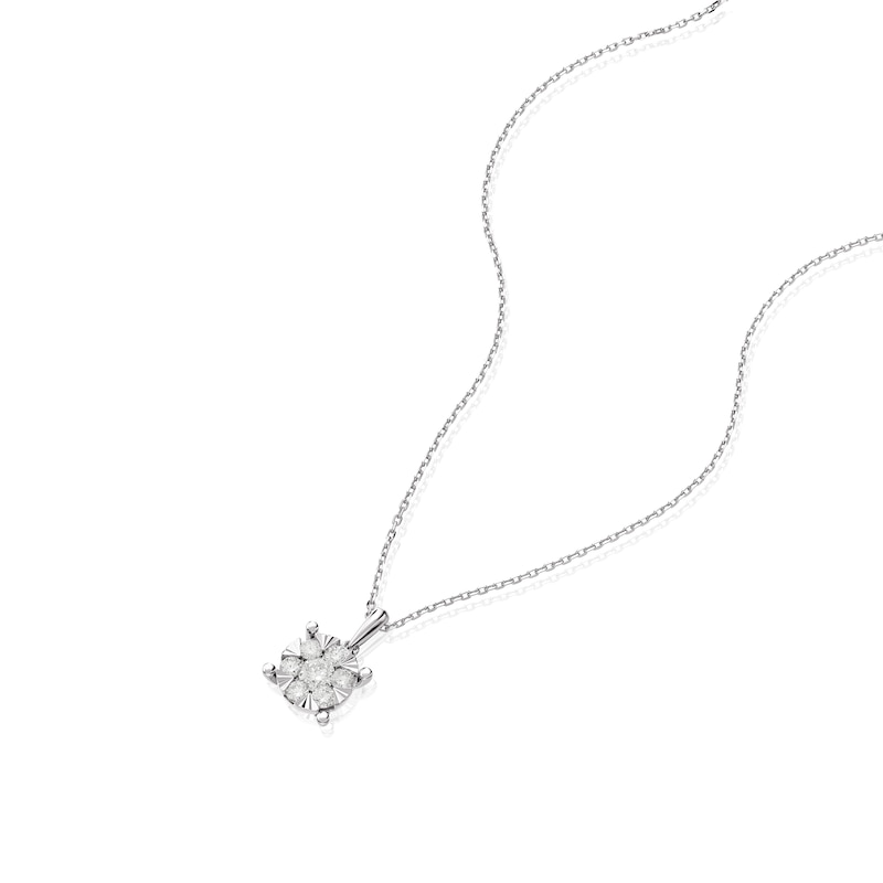 Main Image 2 of 9ct White Gold 0.35ct Cluster Pendant