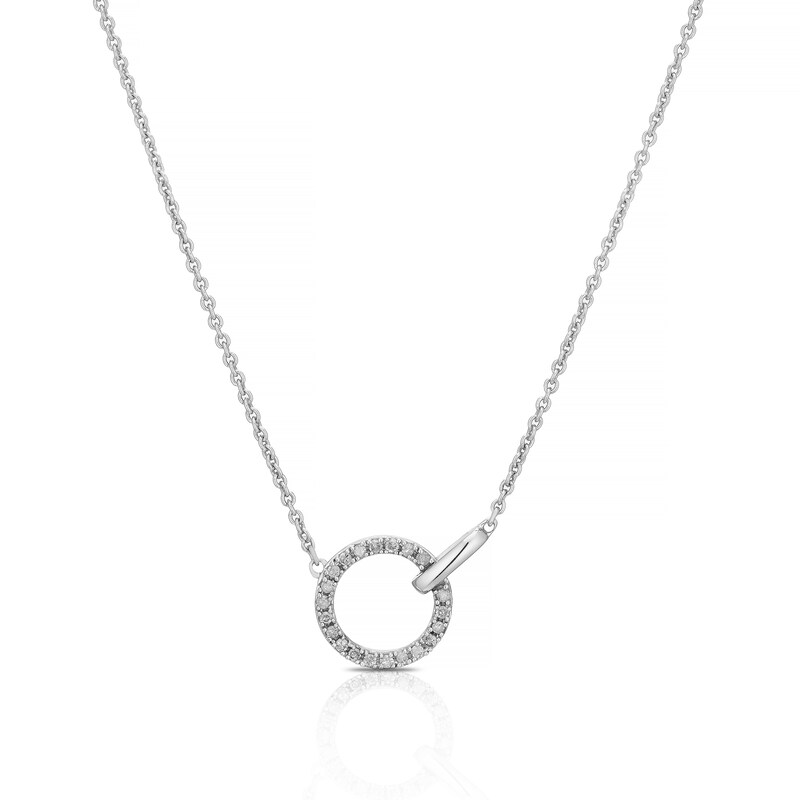 Main Image 1 of Sterling Silver 0.10ct Diamond Total Circle Pendant
