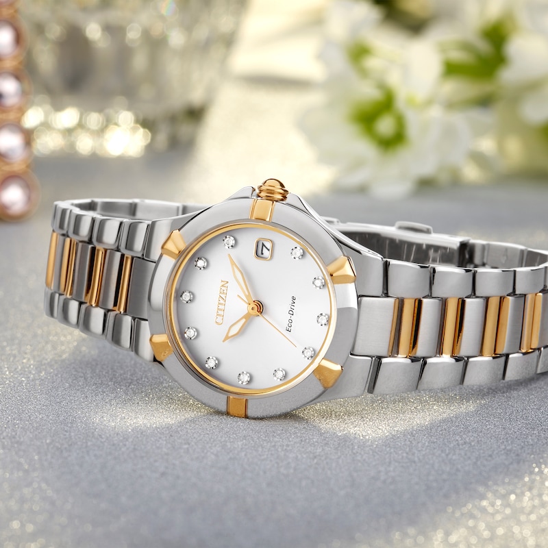 Citizen Ladies' Eco-Drive Diamond Dot Stainless Steel Bracelet Watch