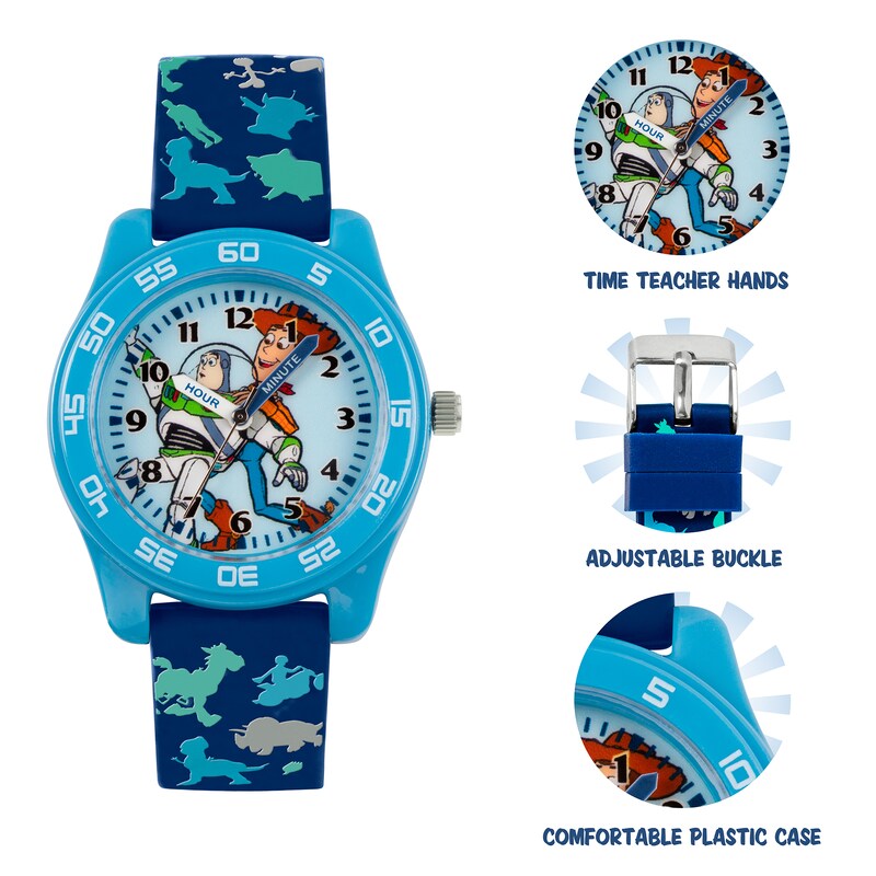 Main Image 3 of Disney Toy Story 4 Blue Patterned Strap Time Teacher Watch
