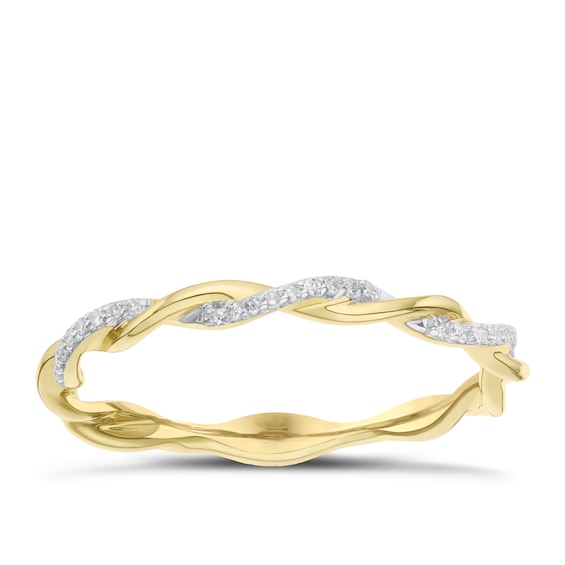 Engagement Ring 9ct Yellow Gold Twisted Diamond Ring
