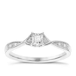 9 Carat White Gold Diamond Solitaire Ring