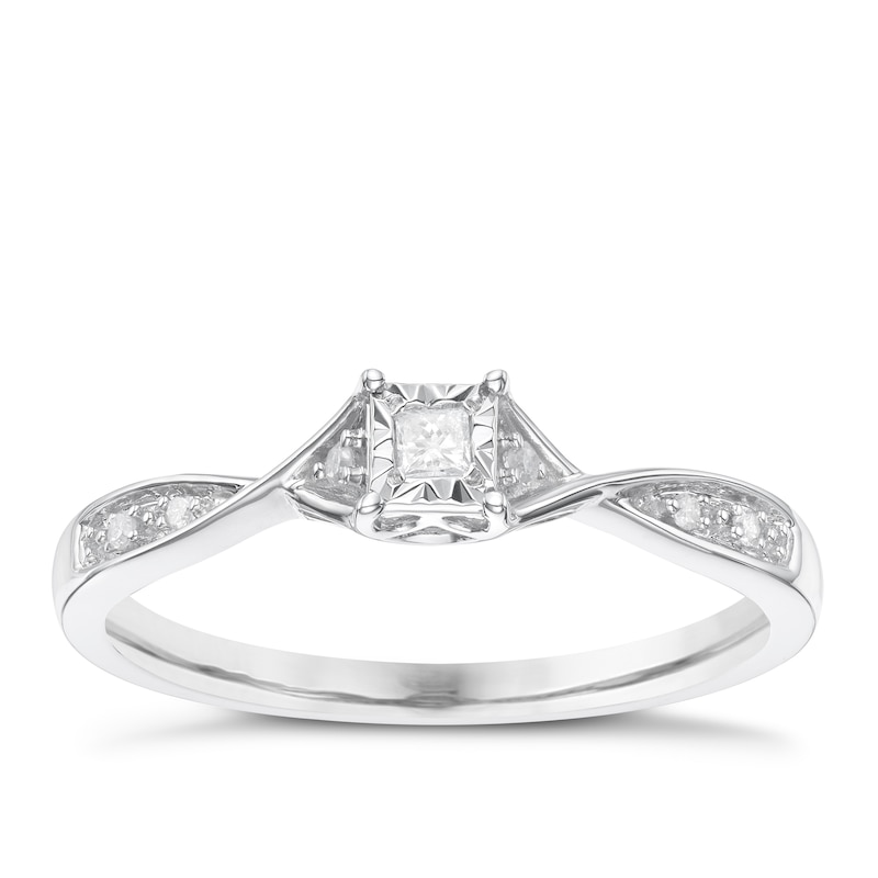 Main Image 1 of 9 Carat White Gold Diamond Solitaire Ring