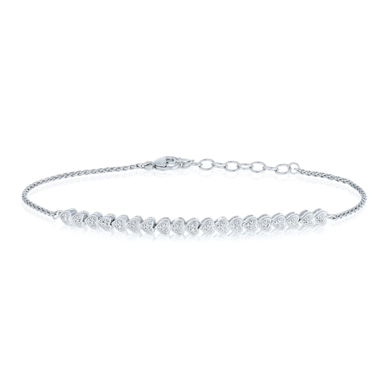 Sterling Silver Diamond Heart Bracelet