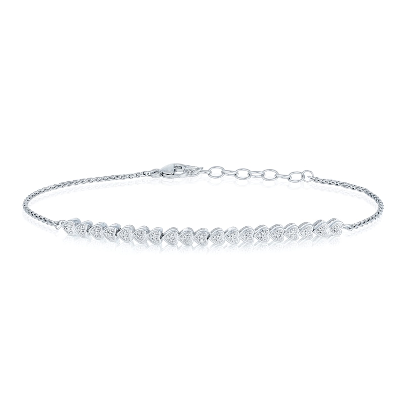Main Image 1 of Sterling Silver Diamond Heart Bracelet