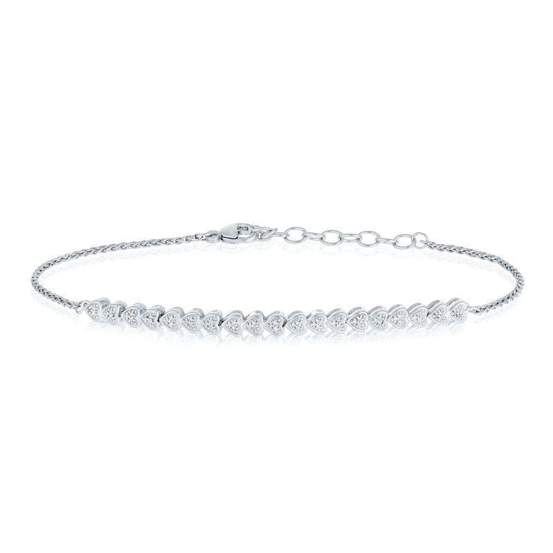 Sterling Silver Diamond Heart Bracelet