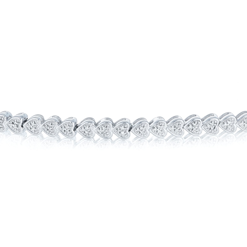 Main Image 3 of Sterling Silver Diamond Heart Bracelet