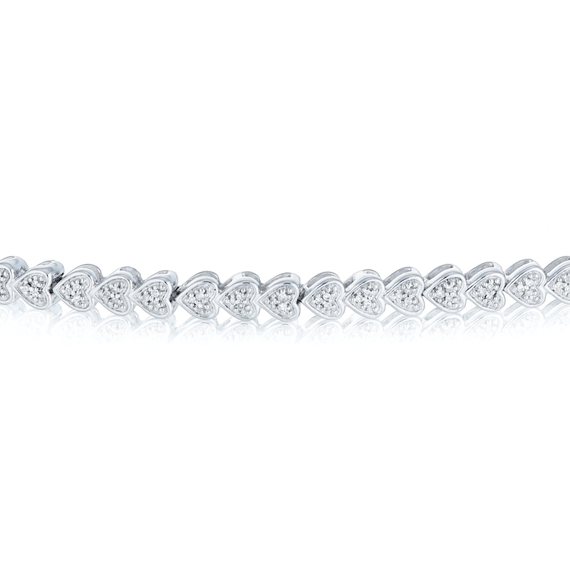 Sterling Silver Diamond Heart Bracelet