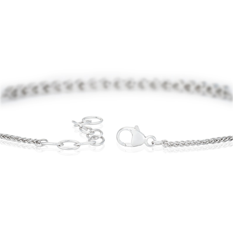 Sterling Silver Diamond Heart Bracelet