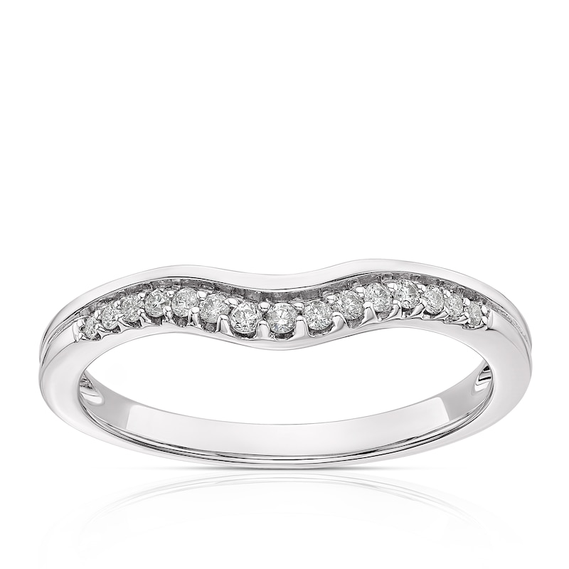 18ct White Gold U Shaped 0.10ct Diamond Ring