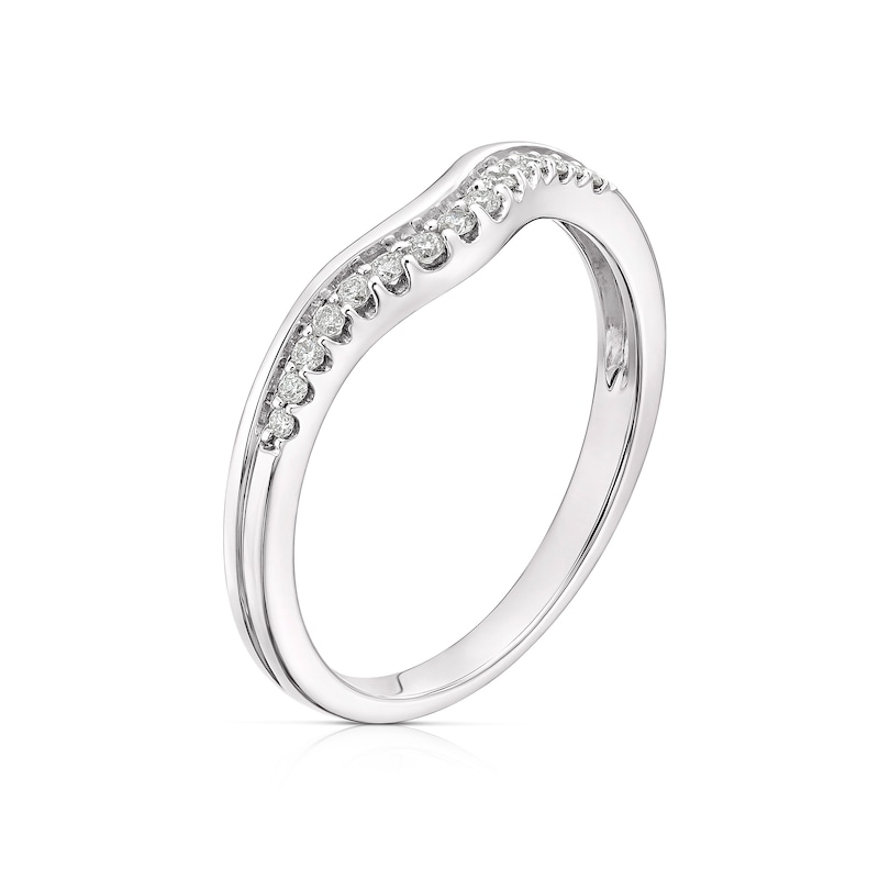 18ct White Gold U Shaped 0.10ct Diamond Ring