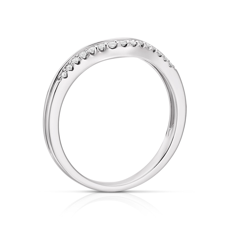 Main Image 3 of 18ct White Gold U Shaped 0.10ct Diamond Ring