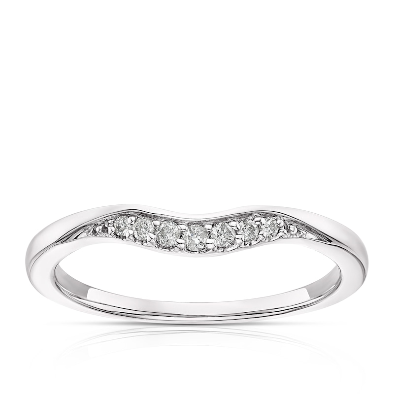 9ct White Gold U Shaped Diamond Ring