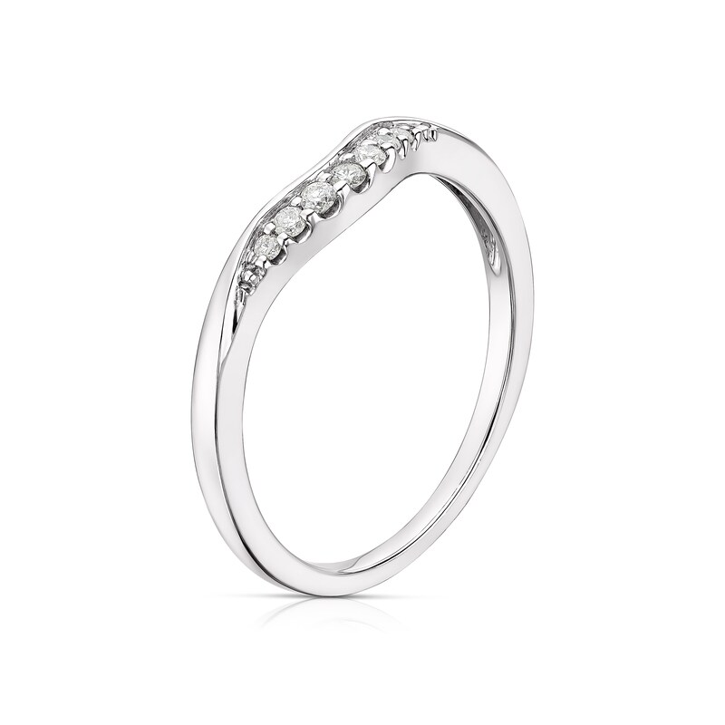 9ct White Gold U Shaped Diamond Ring