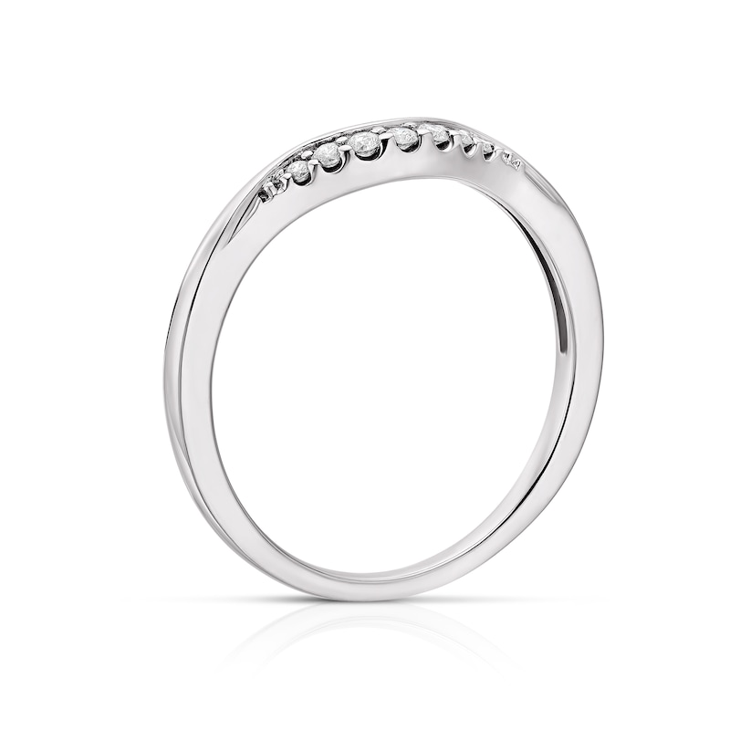 Main Image 3 of 9ct White Gold U Shaped Diamond Ring