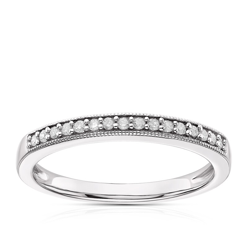 9ct White Gold 0.10ct Diamond Band