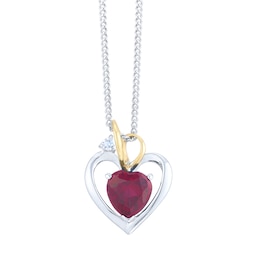Sterling Silver & 9ct Yellow Gold Ruby Heart Pendant