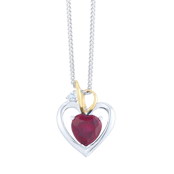 Sterling Silver and 9ct Yellow Gold Ruby Heart Pendant