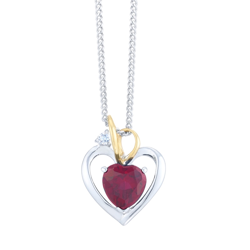 Sterling Silver & 9ct Yellow Gold Ruby Heart Pendant