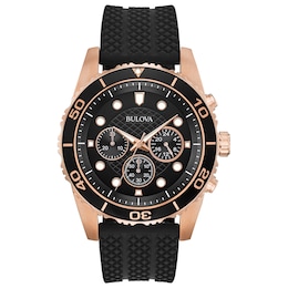 Bulova Classic Chronograph Men's Black Rubber Strap Watch