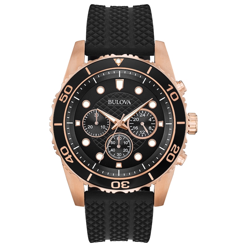 Main Image 1 of Bulova Classic Chronograph Men's Black Rubber Strap Watch