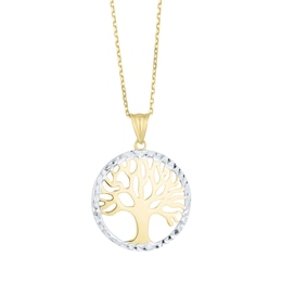 9ct Yellow Gold & White Gold Tree Design Pendant