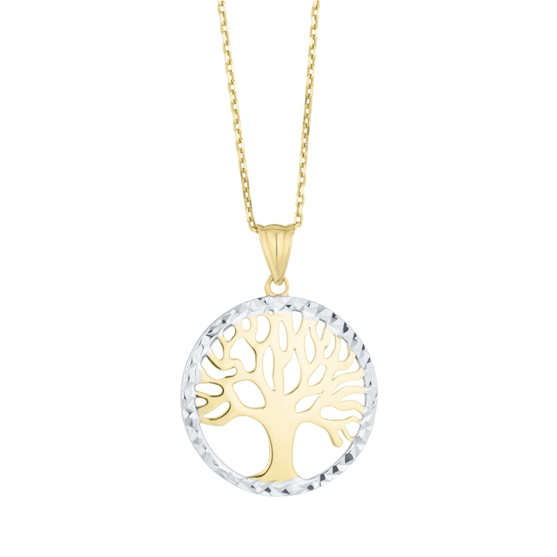 Main Image 1 of 9ct Yellow Gold & White Gold Tree Design Pendant