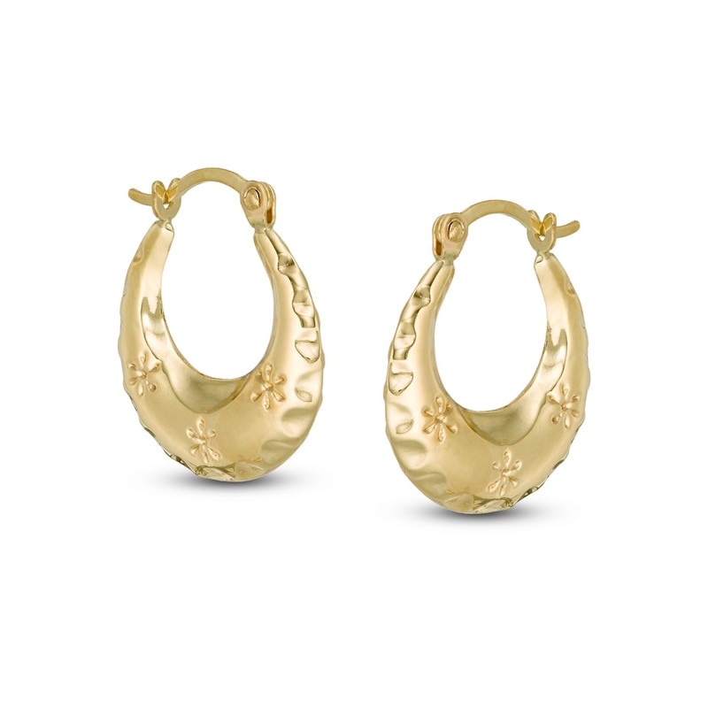 Main Image 1 of 9ct Yellow Gold Flower Hoop Earrings