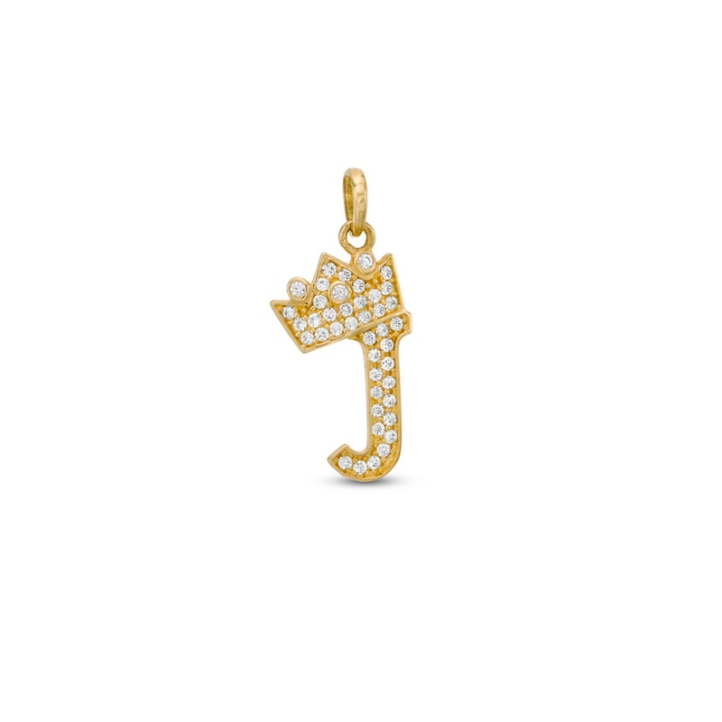 9ct Yellow Gold & Cubic Zirconia Crown Initial J Charm