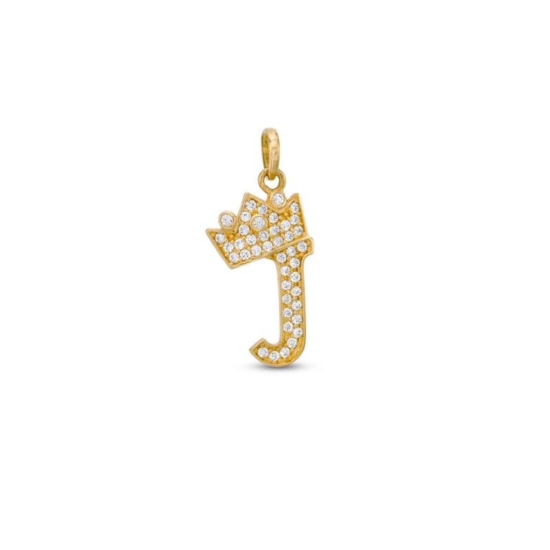 Main Image 1 of 9ct Yellow Gold & Cubic Zirconia Crown Initial J Charm