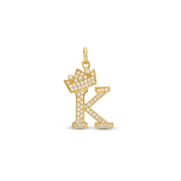9ct Yellow Gold & Cubic Zirconia Crown Initial K Charm