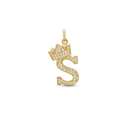 9ct Yellow Gold & Cubic Zirconia Crown Initial S Charm