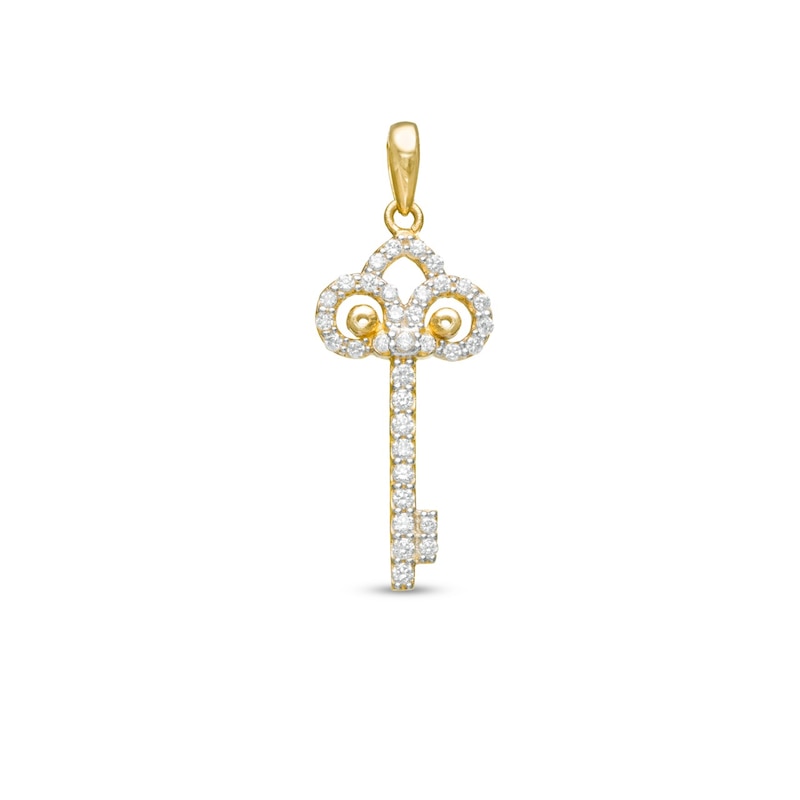 Main Image 1 of 9ct Yellow Gold & Cubic Zirconia Fancy Key Charm