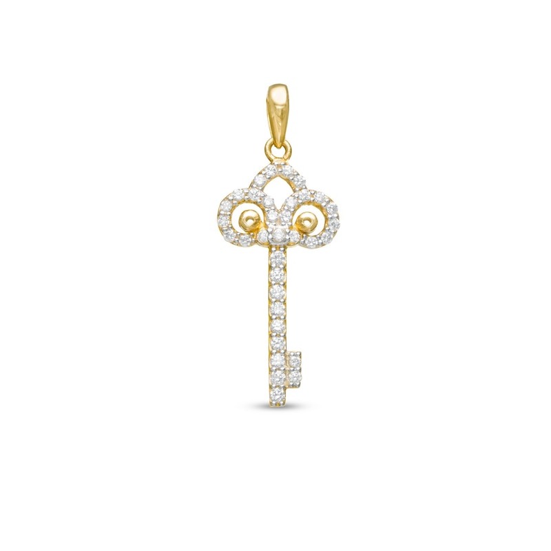 9ct Yellow Gold & Cubic Zirconia Fancy Key Charm