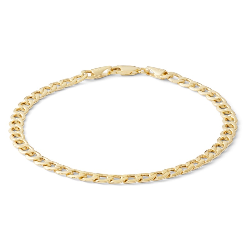 Main Image 1 of 9ct Yellow Gold Bevelled Curb Chain Bracelet
