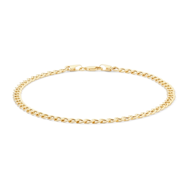 Main Image 1 of 9ct Yellow Gold Pavé Curb Chain Anklet