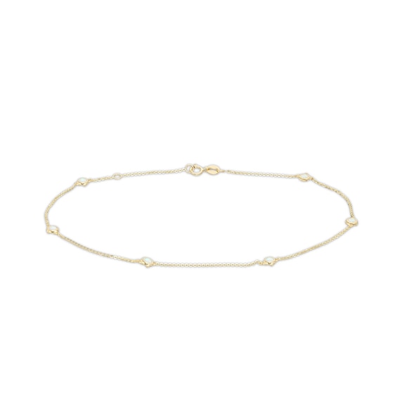 9ct Yellow Gold and Opal Adjustable Bezel-Set Anklet