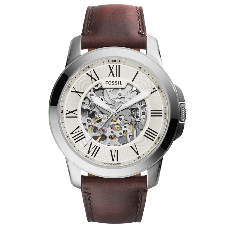 Fossil Men's Automatic Dark Brown Leather Strap Watch