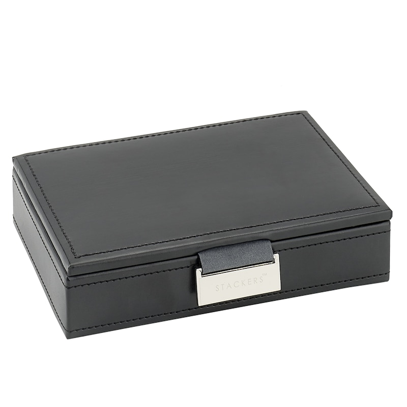 Stackers Black Lidded Cufflink Stacker Jewellery Box