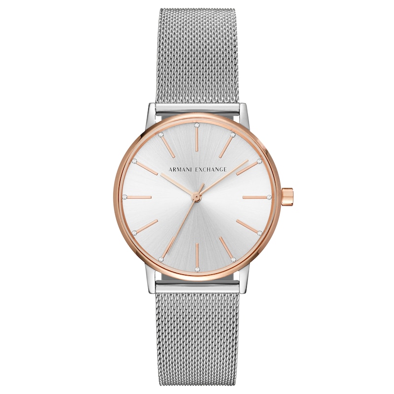 Main Image 1 of Armani Exchange Ladies' Rose Gold Tone Bezel Stainless Steel Mesh Strap Watch