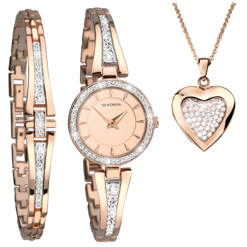 Sekonda Secret Rose Gold Tone Jewellery& Watch Set