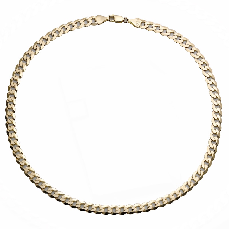 Main Image 2 of 9ct Yellow Gold Solid 20" Flat Curb Chain