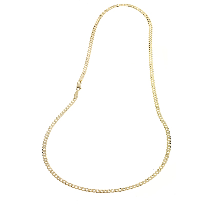 Main Image 2 of 9ct Yellow Gold Solid 20" Flat Curb Chain