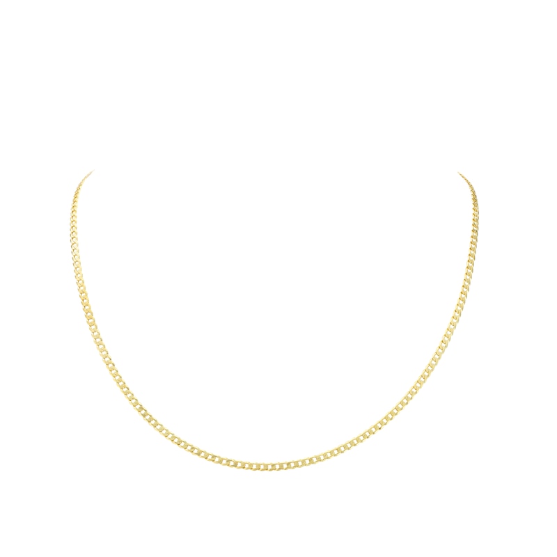 Main Image 4 of 9ct Yellow Gold Solid 20" Flat Curb Chain